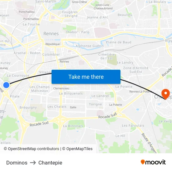 Dominos to Chantepie map