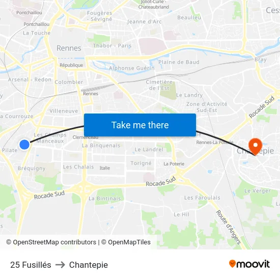 25 Fusillés to Chantepie map