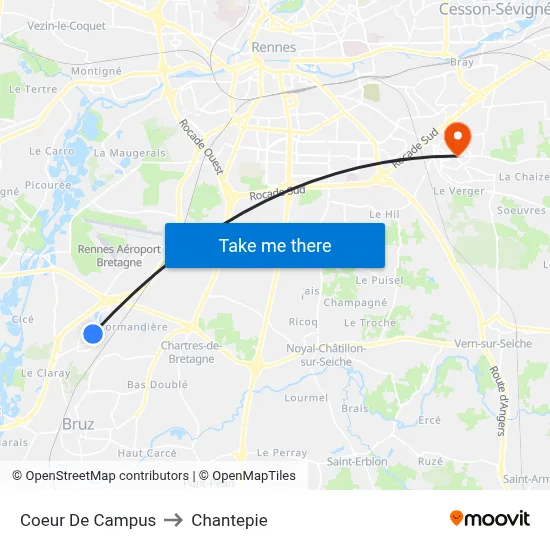 Coeur De Campus to Chantepie map