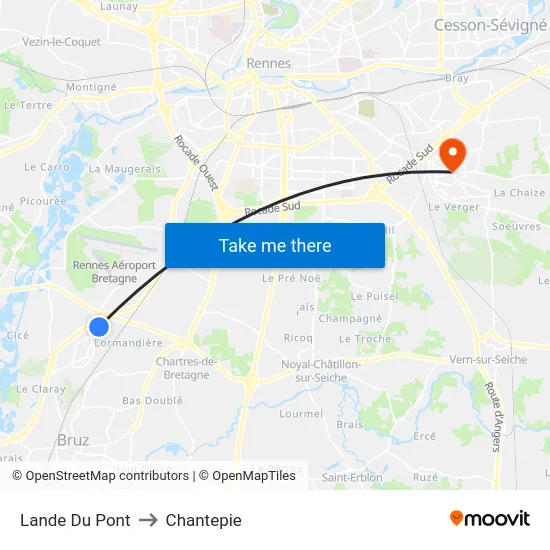 Lande Du Pont to Chantepie map