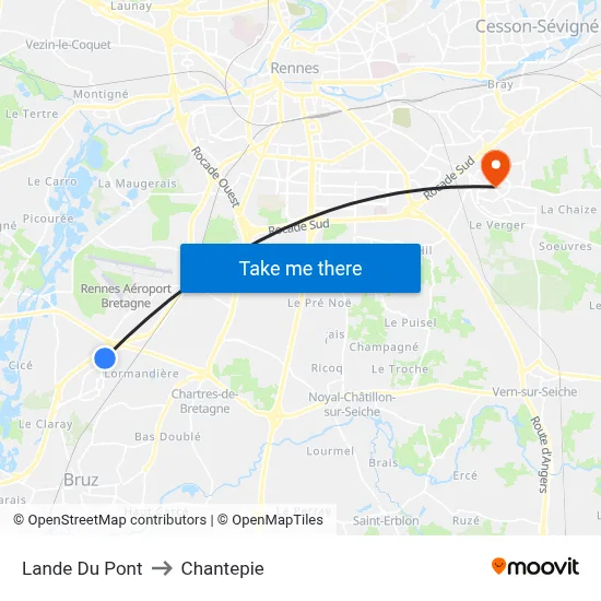 Lande Du Pont to Chantepie map