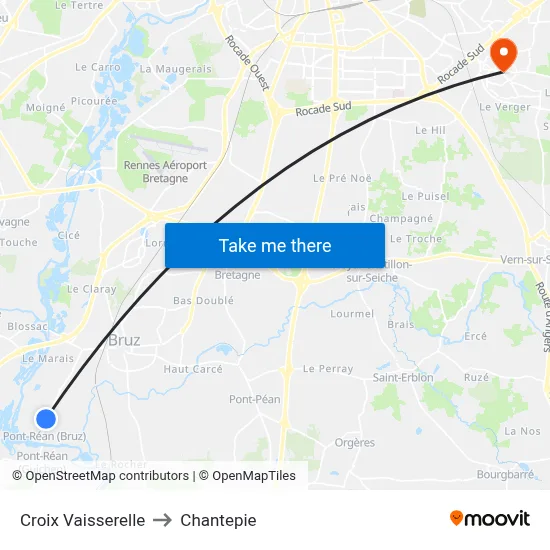 Croix Vaisserelle to Chantepie map