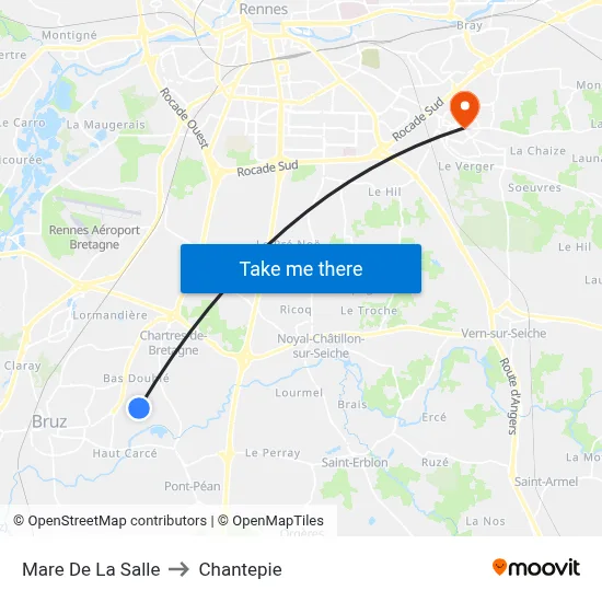 Mare De La Salle to Chantepie map