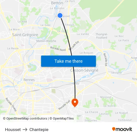 Housset to Chantepie map