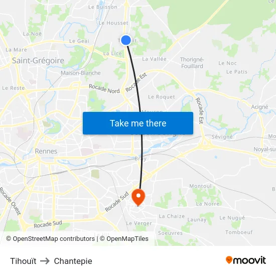 Tihouït to Chantepie map