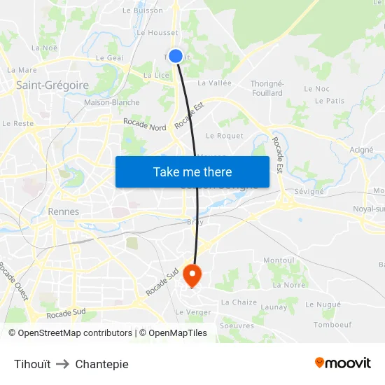 Tihouït to Chantepie map