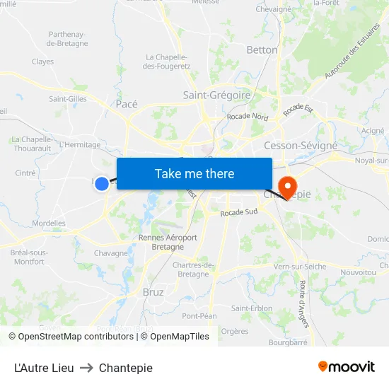 L'Autre Lieu to Chantepie map