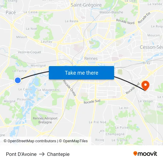 Pont D'Avoine to Chantepie map