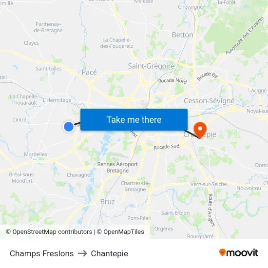 Champs Freslons to Chantepie map