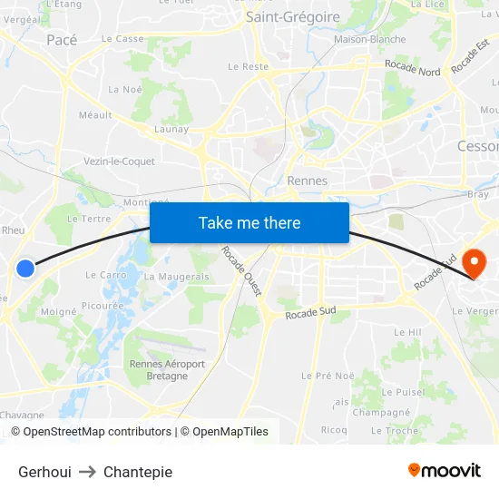 Gerhoui to Chantepie map