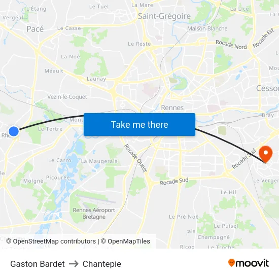 Gaston Bardet to Chantepie map