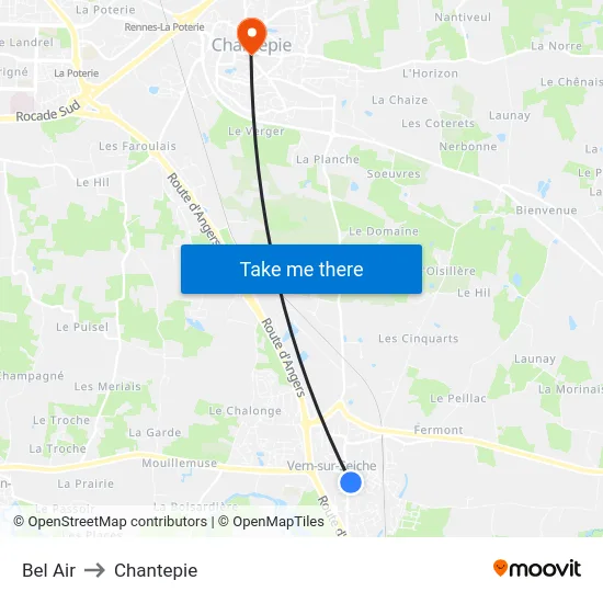 Bel Air to Chantepie map