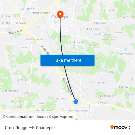 Croix Rouge to Chantepie map