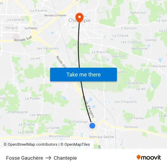 Fosse Gauchère to Chantepie map