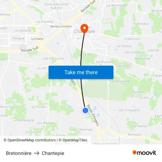 Bretonnière to Chantepie map