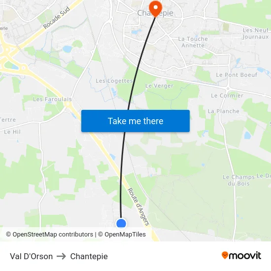 Val D'Orson to Chantepie map