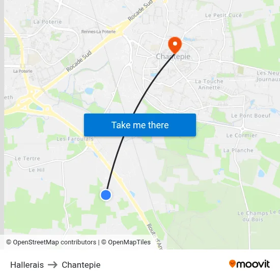 Hallerais to Chantepie map
