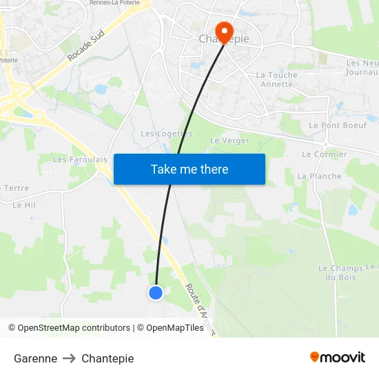Garenne to Chantepie map