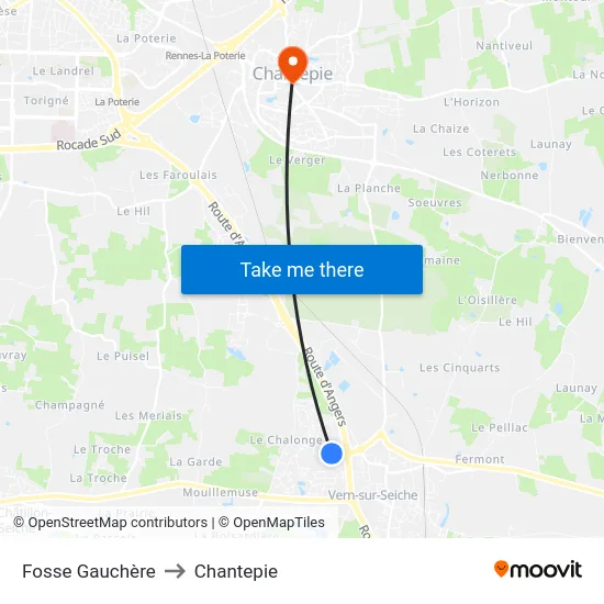 Fosse Gauchère to Chantepie map