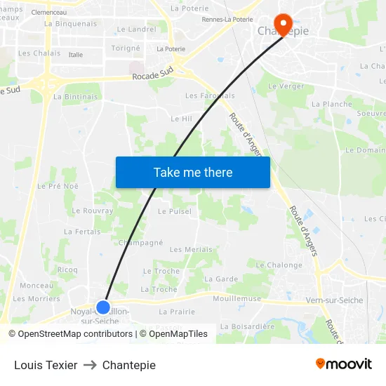 Louis Texier to Chantepie map