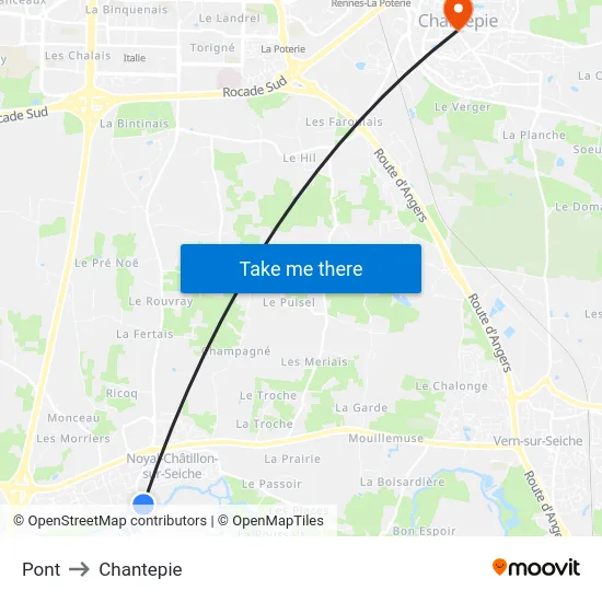 Pont to Chantepie map
