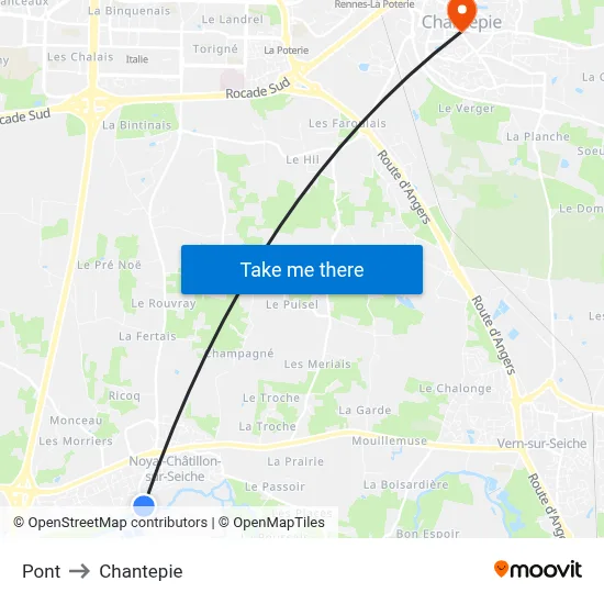 Pont to Chantepie map
