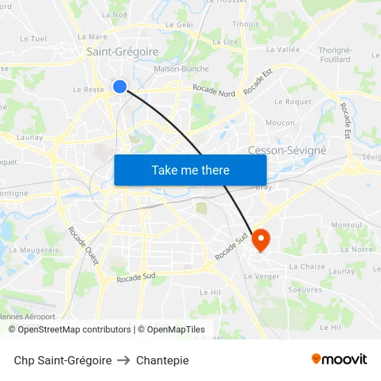 Chp Saint-Grégoire to Chantepie map