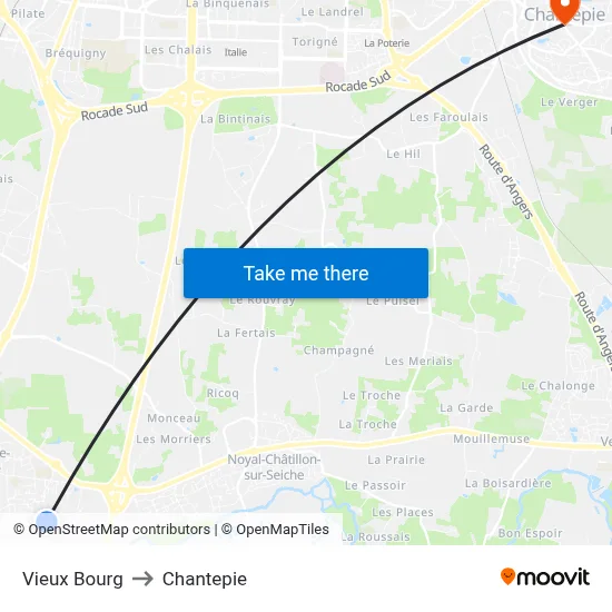 Vieux Bourg to Chantepie map