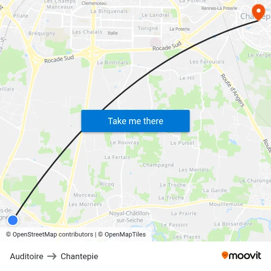 Auditoire to Chantepie map