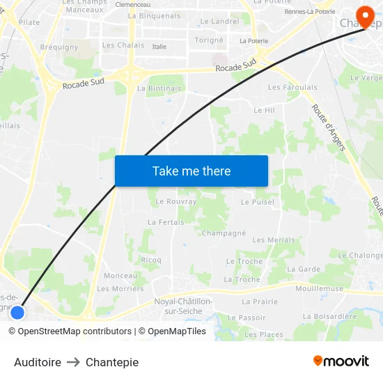 Auditoire to Chantepie map