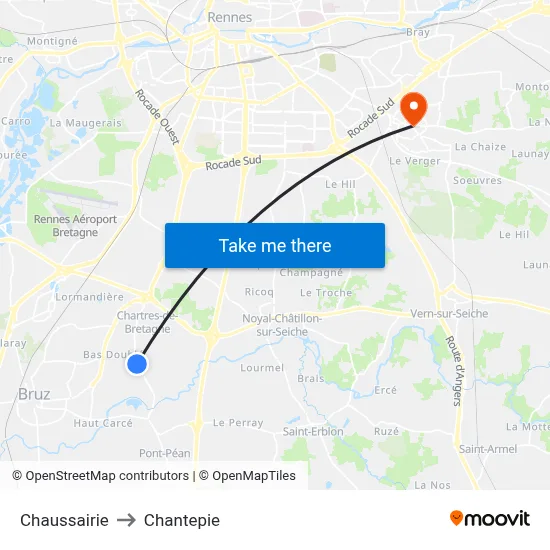 Chaussairie to Chantepie map