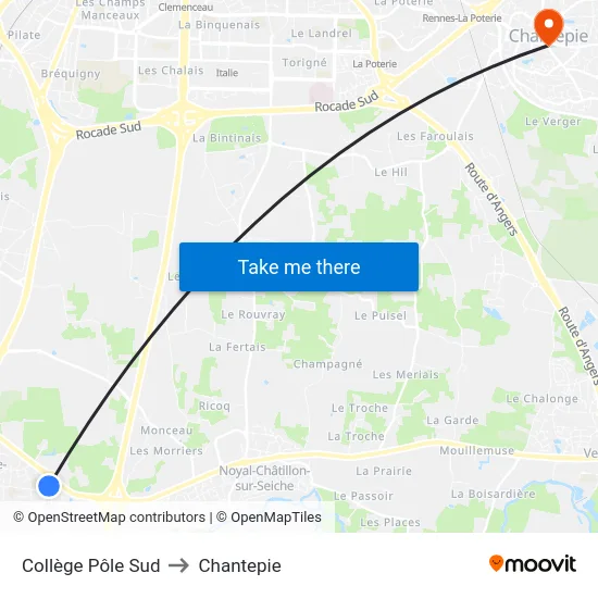 Collège Pôle Sud to Chantepie map