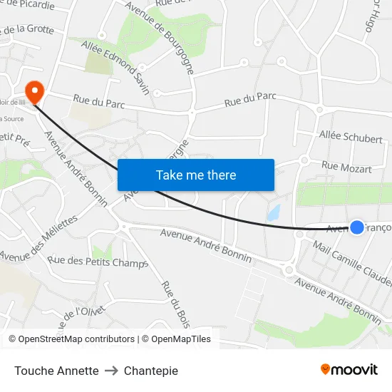 Touche Annette to Chantepie map