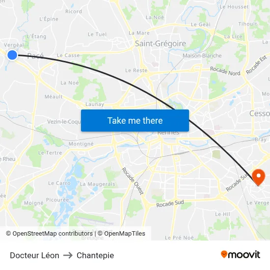 Docteur Léon to Chantepie map