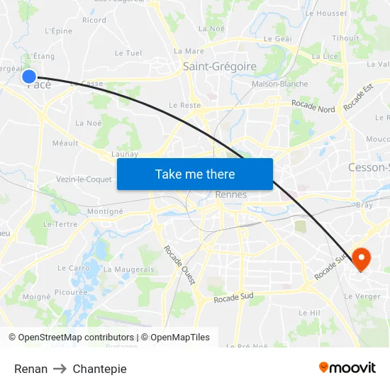 Renan to Chantepie map