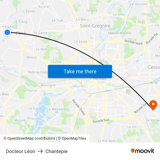 Docteur Léon to Chantepie map