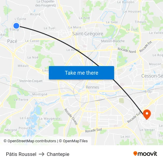 Pâtis Roussel to Chantepie map