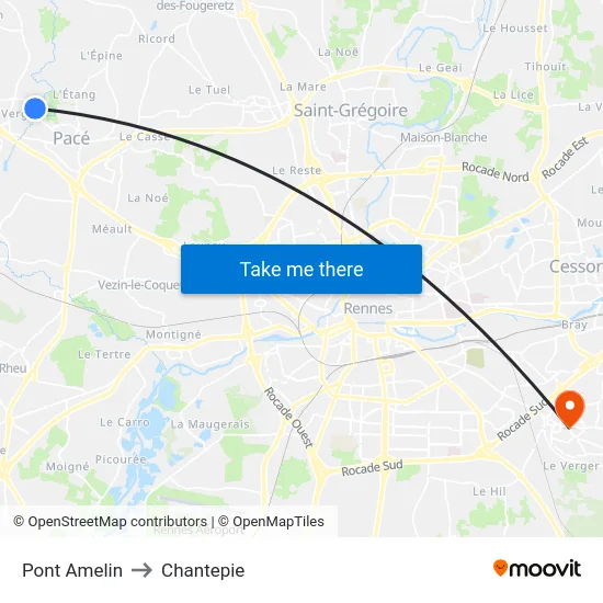 Pont Amelin to Chantepie map