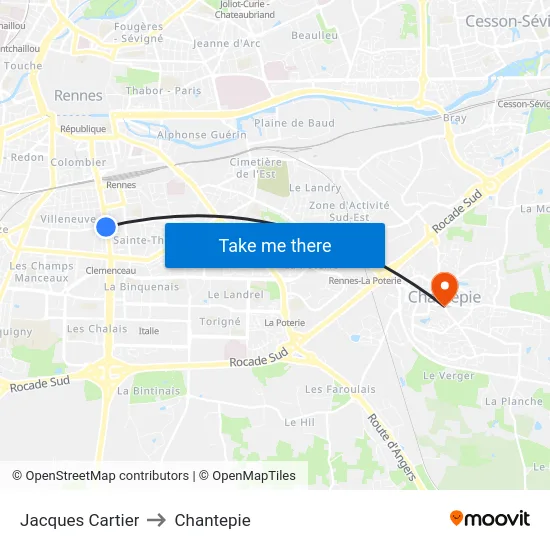 Jacques Cartier to Chantepie map