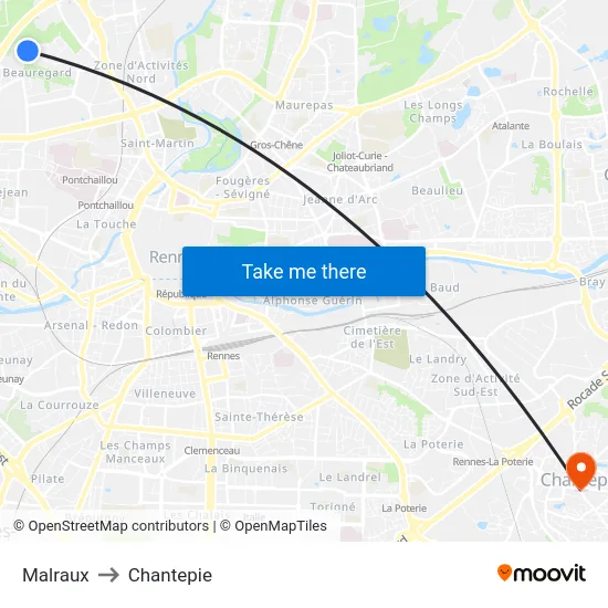 Malraux to Chantepie map