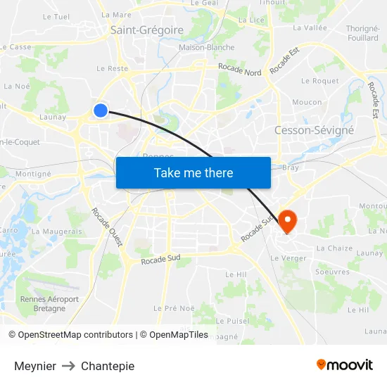 Meynier to Chantepie map