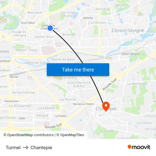 Turmel to Chantepie map