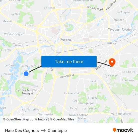 Haie Des Cognets to Chantepie map