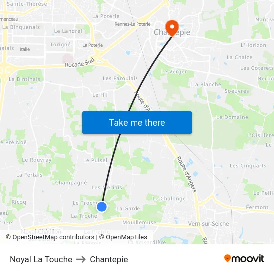 Noyal La Touche to Chantepie map