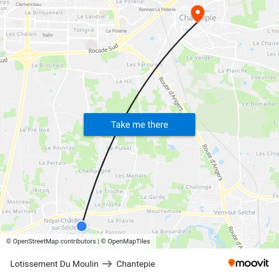 Lotissement Du Moulin to Chantepie map
