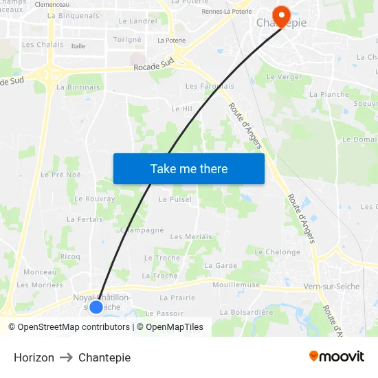 Horizon to Chantepie map
