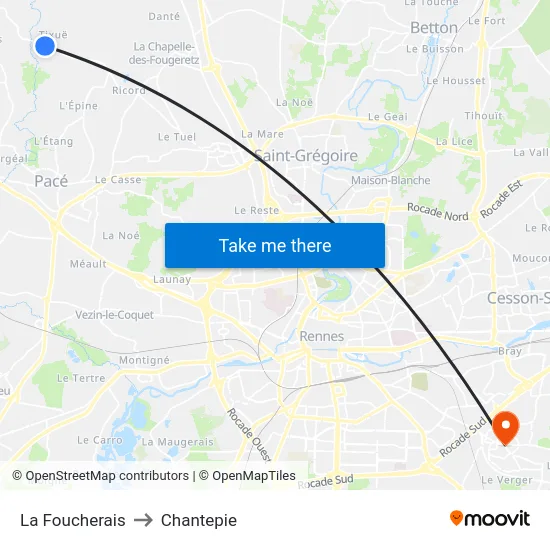 La Foucherais to Chantepie map