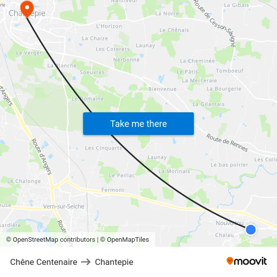 Chêne Centenaire to Chantepie map