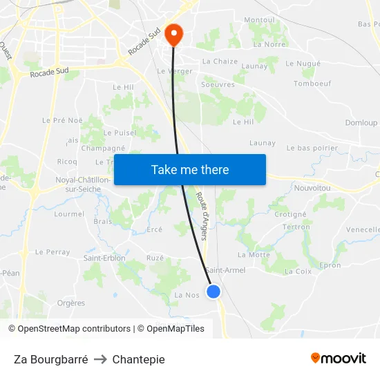 Za Bourgbarré to Chantepie map