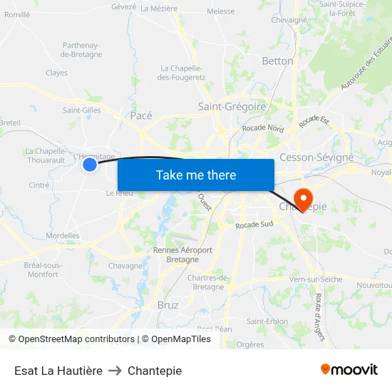 Esat La Hautière to Chantepie map